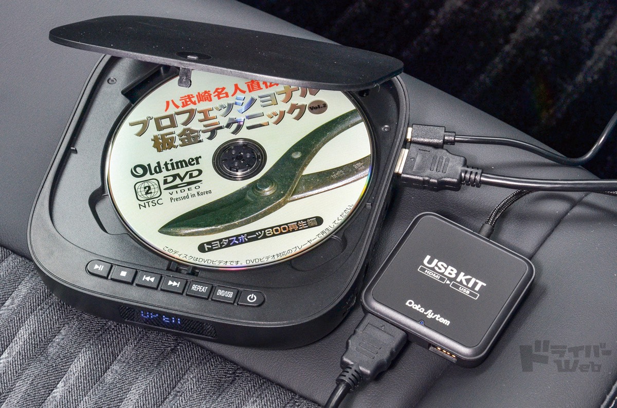 HDMI機器をUSB変換して走行中に同乗者が動画や音楽を楽しめる、データ